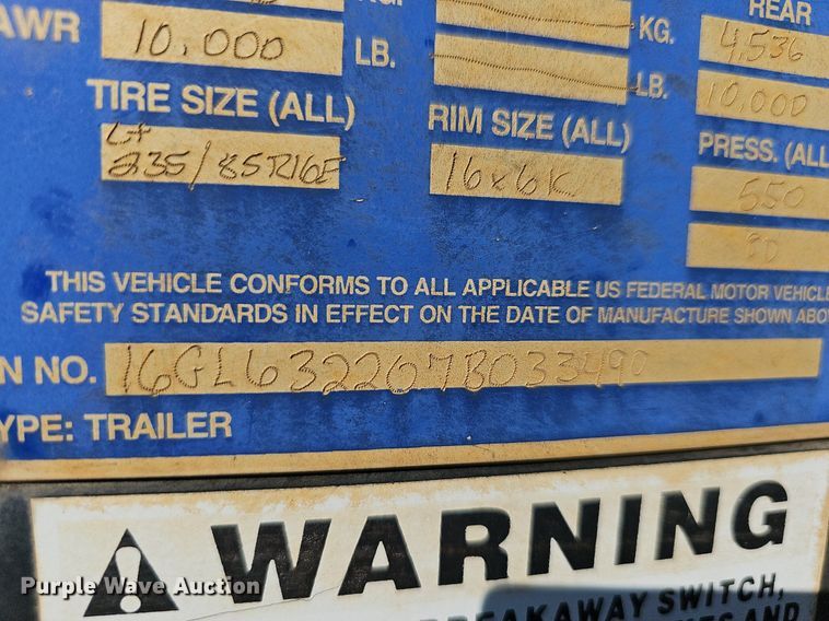 image for item OG9412 2007 Gooseneck A10A2  equipment trailer