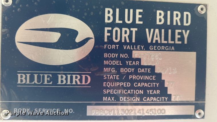 image for item DJ6299 2014 Blue Bird  school bus