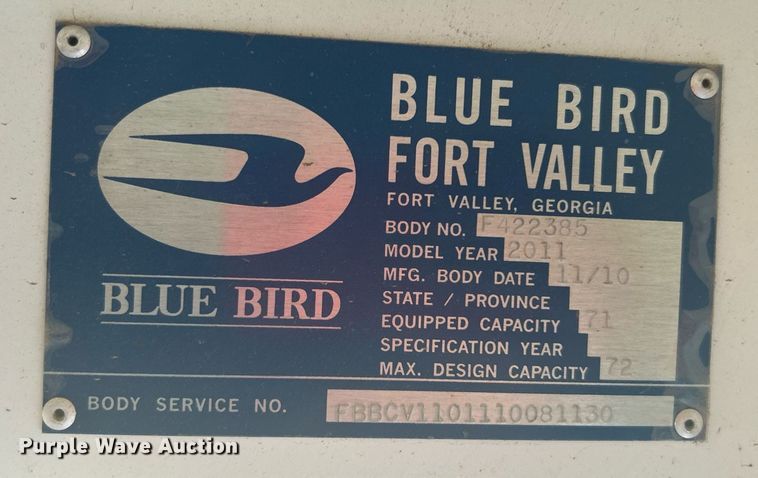 image for item DJ6302 2012 Blue Bird Vision  school bus