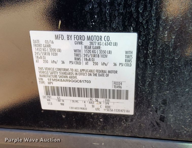 image for item DK8763 2016 Ford Explorer Police Interceptor  SUV