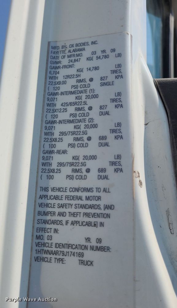 image for item DN8629 2009 International WorkStar 7500  dump truck