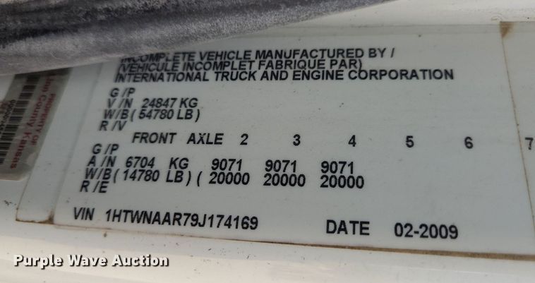 image for item DN8629 2009 International WorkStar 7500  dump truck