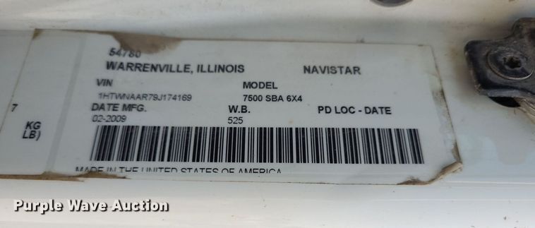 image for item DN8629 2009 International WorkStar 7500  dump truck