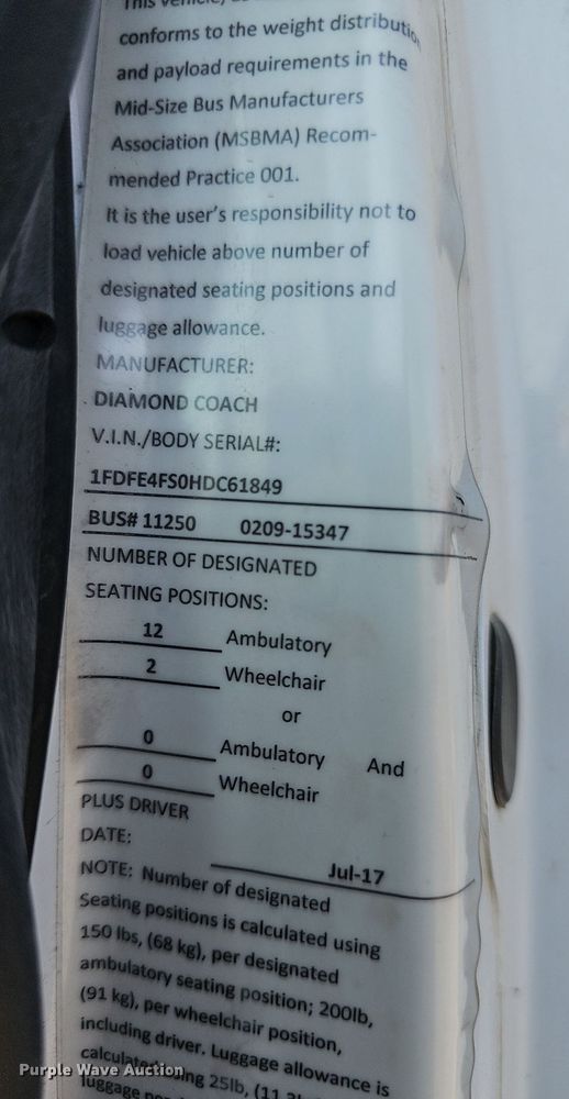 image for item DN8630 2017 Ford E450 Super Duty  shuttle bus