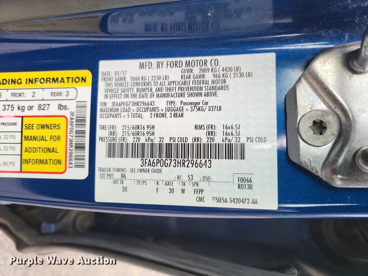 image for item DN8635 2017 Ford Fusion