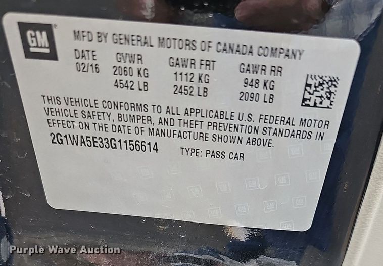 image for item DN8636 2016 Chevrolet Impala Limited