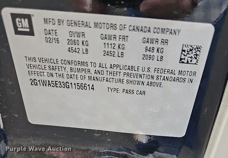 image for item DN8636 2016 Chevrolet Impala Limited