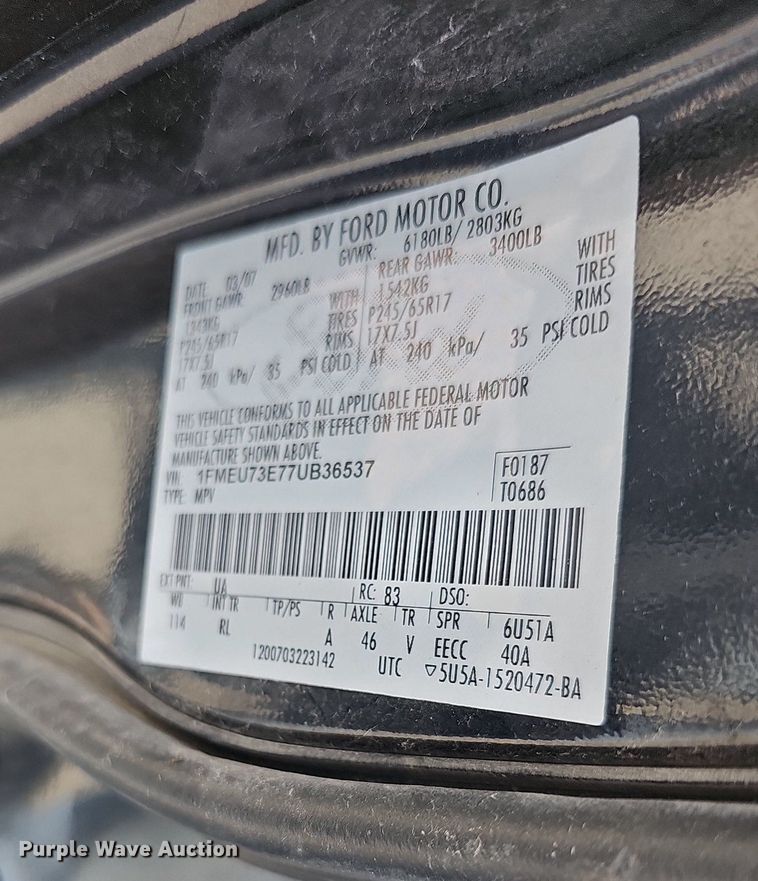 image for item DN8665 2007 Ford Explorer XLT  SUV