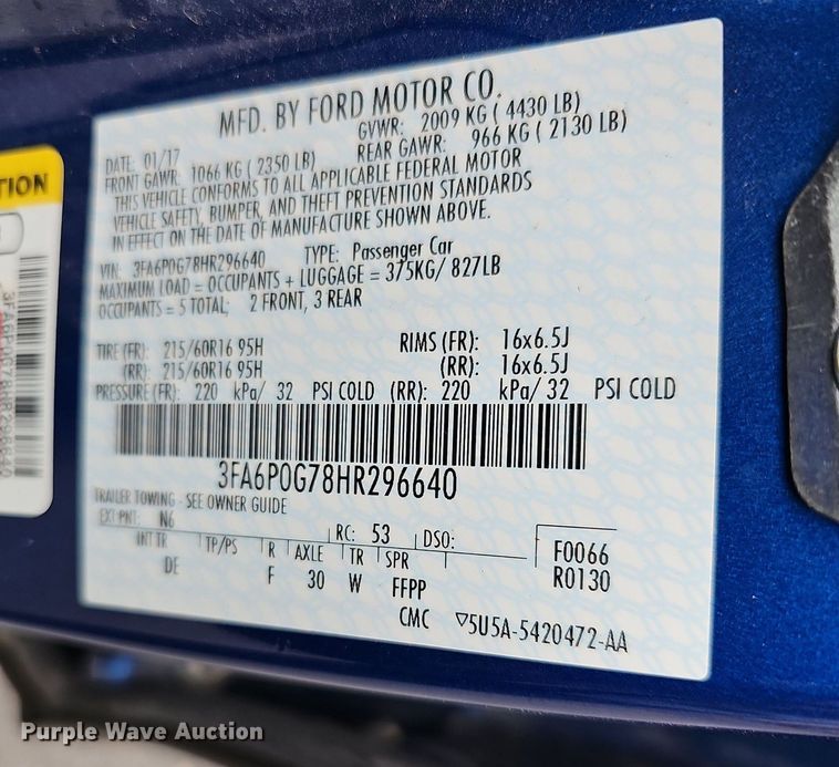 image for item DN8718 2017 Ford Fusion