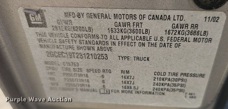 image for item DN8728 2003 Chevrolet Silverado 1500  Ext. Cab pickup truck