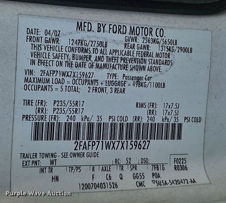 image for item DO1635 2007 Ford Crown Victoria Police Interceptor