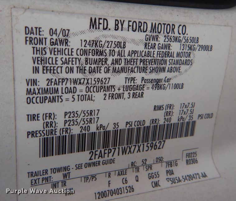 image for item DO1635 2007 Ford Crown Victoria Police Interceptor