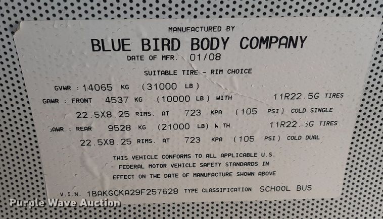 image for item DO3059 2009 Blue Bird  school bus