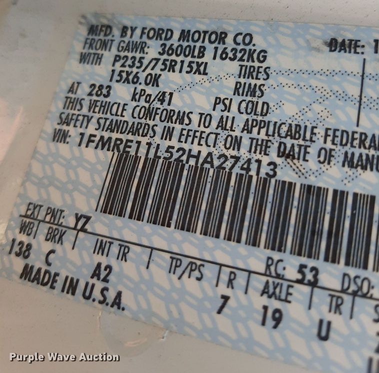 image for item DO3060 2002 Ford E150 XL  van