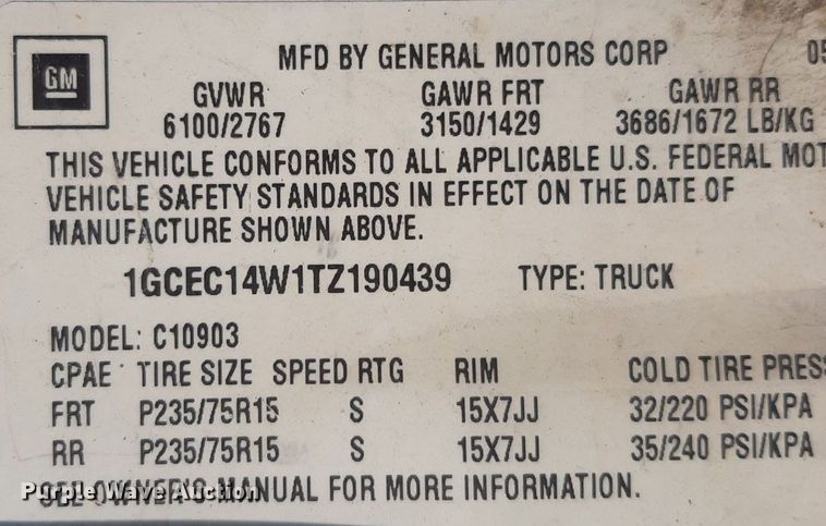 image for item DO3137 1996 Chevrolet C1500  pickup truck