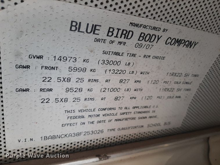 image for item DO3160 2008 Blue Bird  school bus