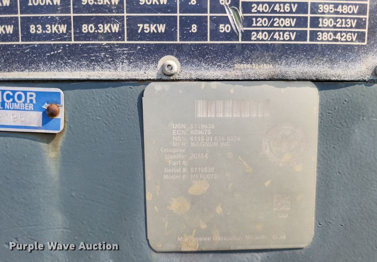 image for item DP5246 Magnum Inc. MEP007B  generator