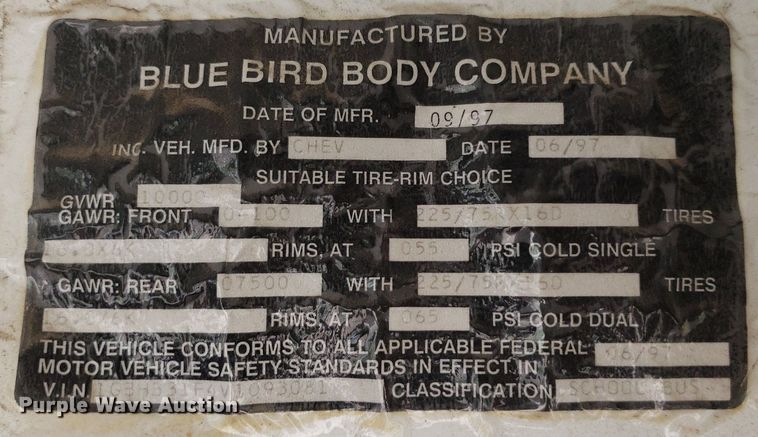 image for item DP7911 1997 Chevrolet Express  school bus