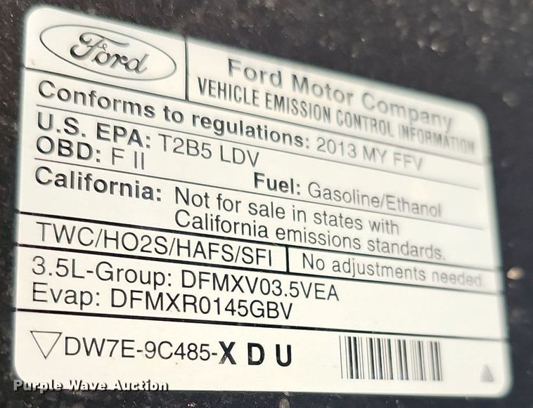 image for item DQ0335 2013 Ford Taurus Police Interceptor