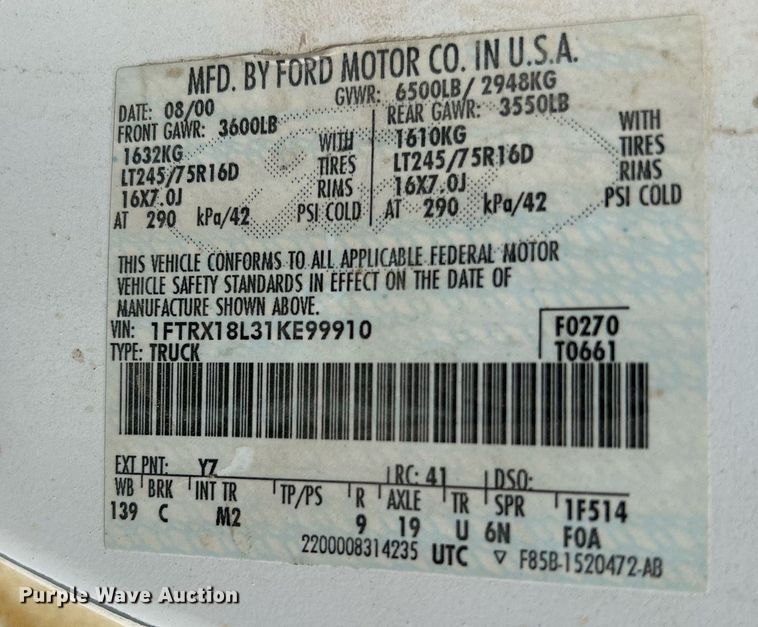 image for item DQ0939 2001 Ford F150 XLT  SuperCab pickup truck