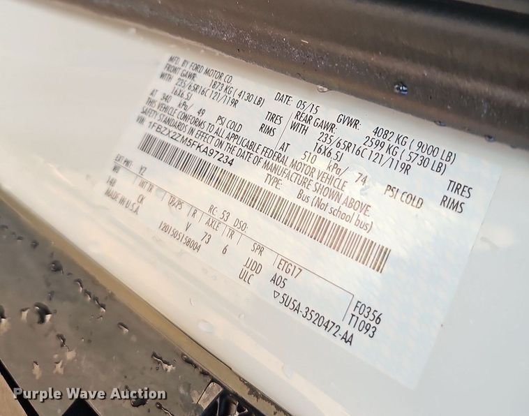 image for item DQ1091 2015 Ford Transit 350  van