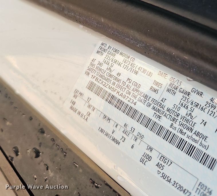 image for item DQ1091 2015 Ford Transit 350  van