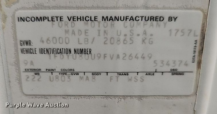 image for item DQ1118 1985 Ford LT8000  crane truck