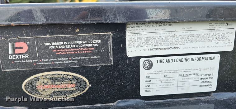 image for item DQ1122 2021 Maxey Trailers Mfg Maxx-D  tilt deck equipment trailer