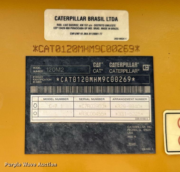 image for item DS2298 2012 Caterpillar 120M2  motor grader