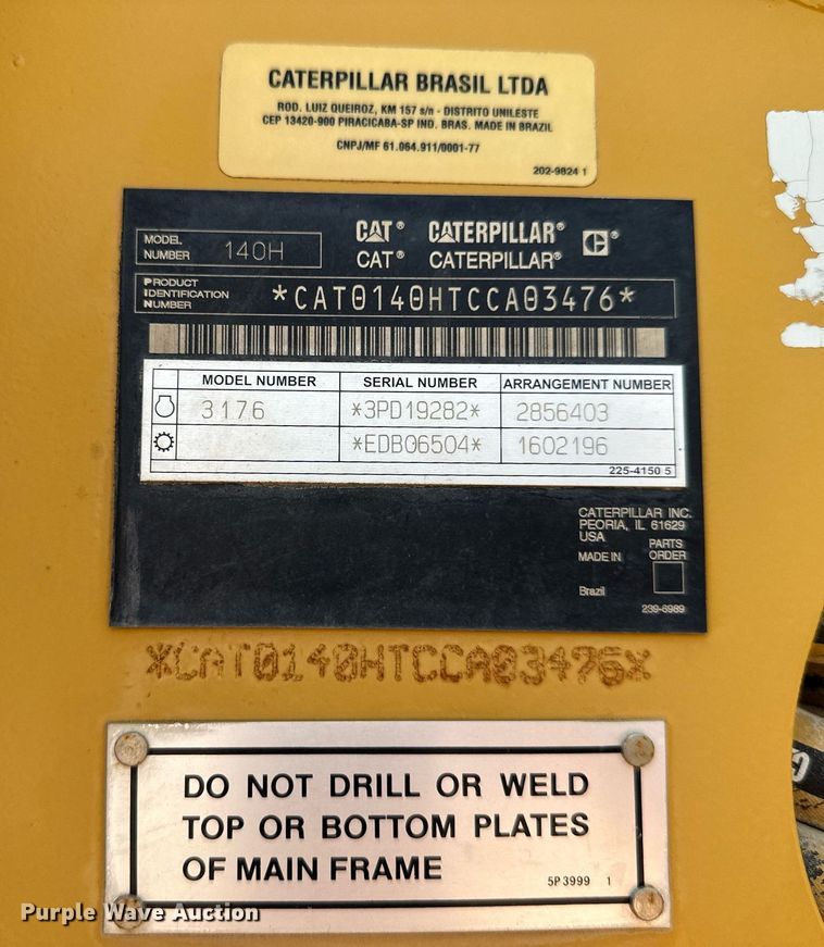 image for item DS2299 2007 Caterpillar 140H  motor grader