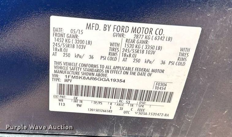 image for item DS2330 2016 Ford Explorer Police Interceptor  SUV