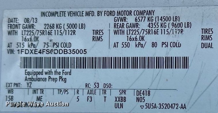 image for item DS2368 2013 Ford E450  ambulance