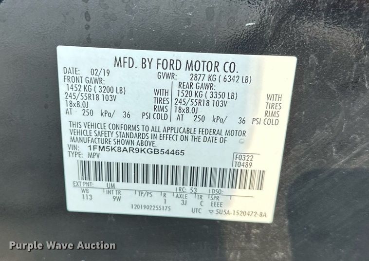 image for item DS2370 2019 Ford Explorer  Police Interceptor SUV