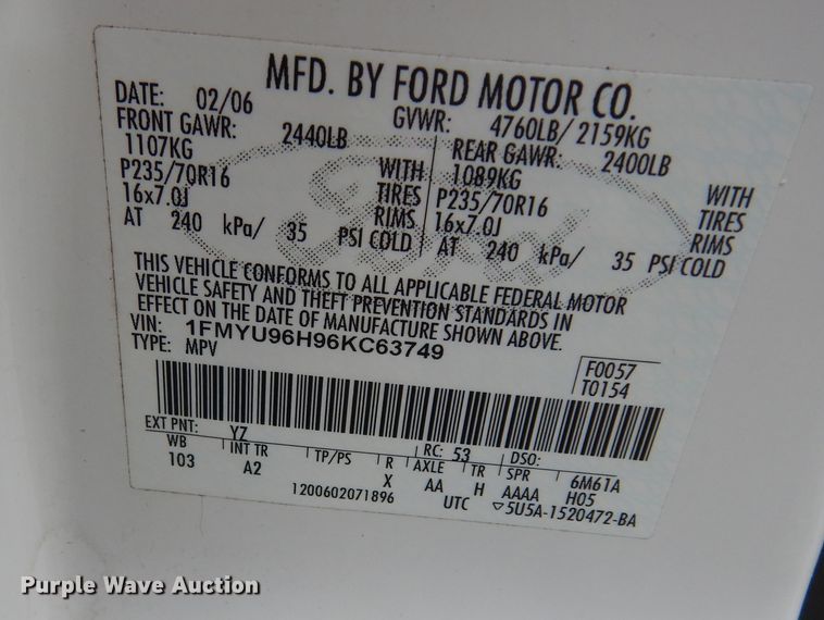 image for item IB9856 2006 Ford Escape  SUV