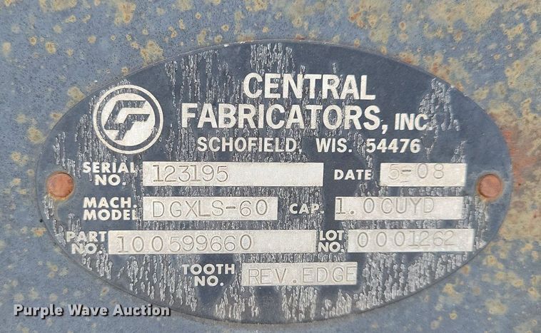 image for item IN9747 2008 Central Fabricators DGXLS-60  60"W excavator bucket