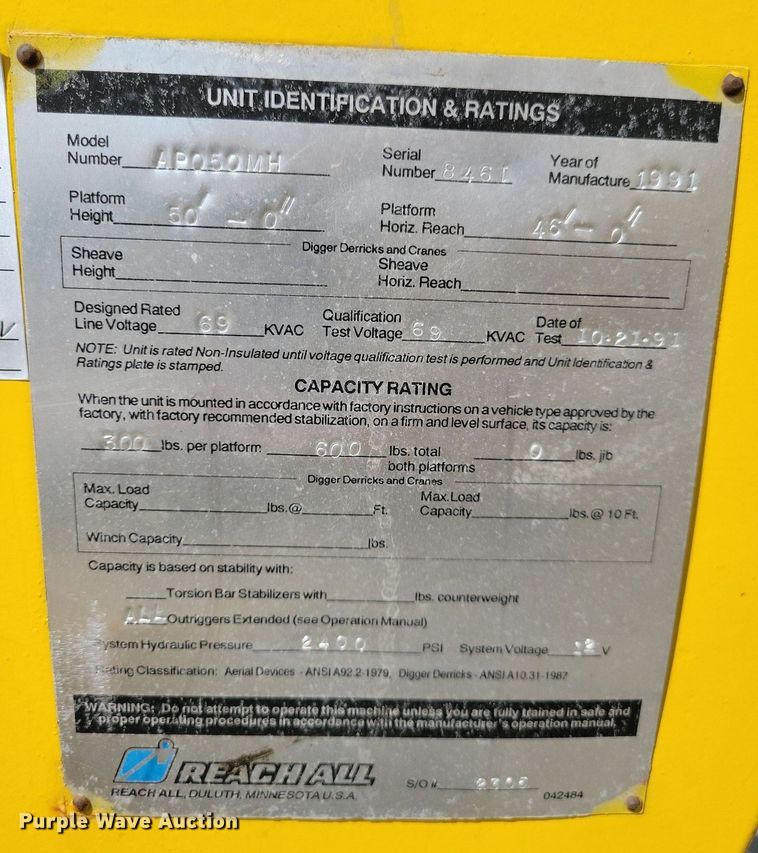 image for item IQ9914 1991  Chevrolet Kodiak  bucket truck