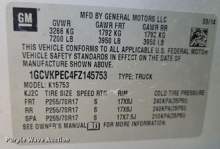 image for item IQ9915 2015 Chevrolet Silverado 1500  Double Cab pickup truck