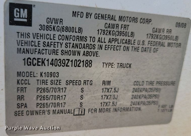 image for item IQ9918 2009  Chevrolet Silverado 1500  pickup truck