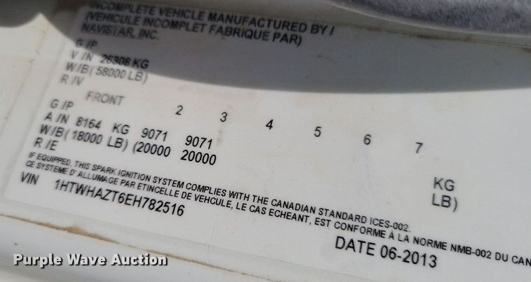 image for item IQ9921 2014 International WorkStar 7400  dump truck