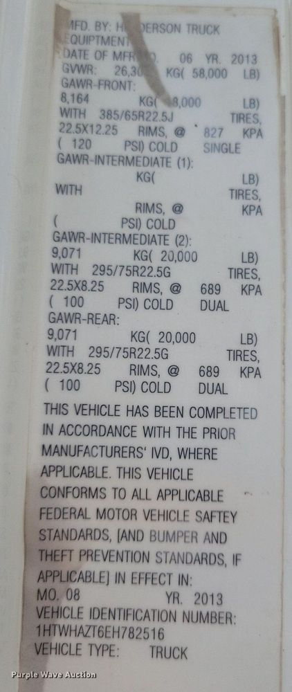 image for item IQ9921 2014 International WorkStar 7400  dump truck