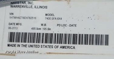 image for item IQ9921 2014 International WorkStar 7400  dump truck