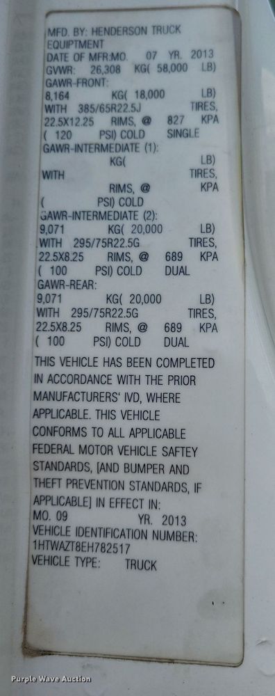 image for item IQ9922 2014 International WorkStar 7400  dump truck