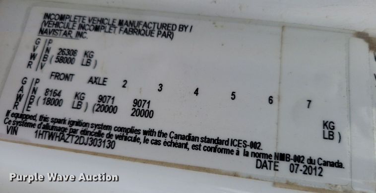 image for item IQ9928 2014 International WorkStar 7400  dump truck