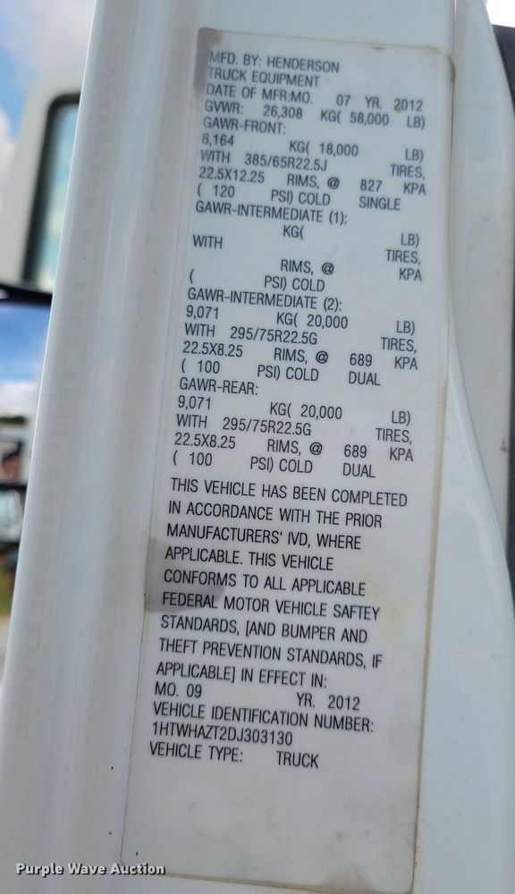 image for item IQ9928 2014 International WorkStar 7400  dump truck