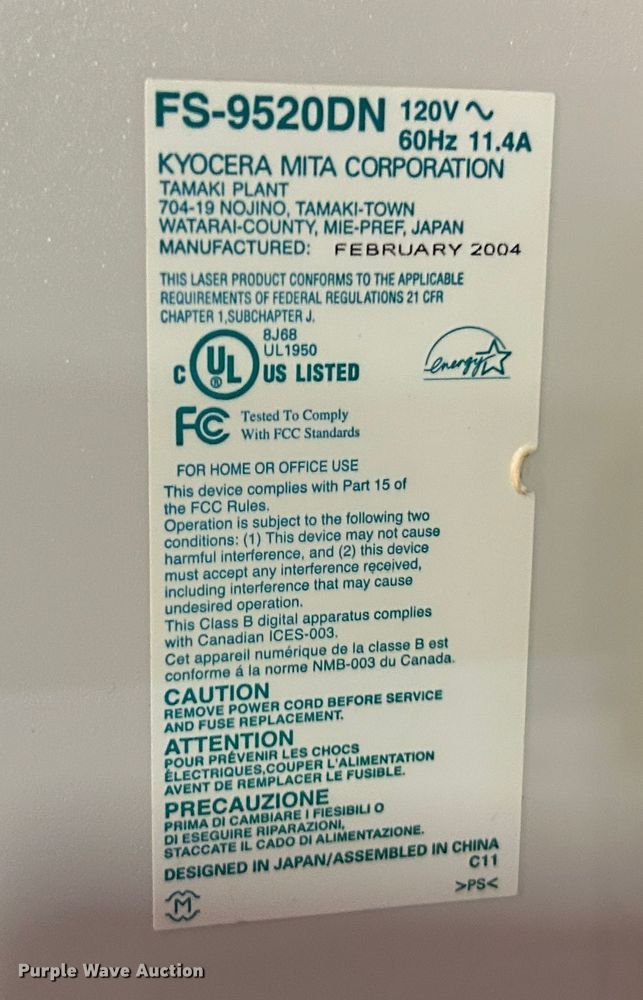 image for item LE9651 Kyocera Ecosys FS-9520DN  printer