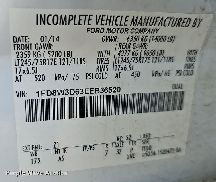 image for item LE9727 2014 Ford F350  Crew Cab utility bed pickup truck