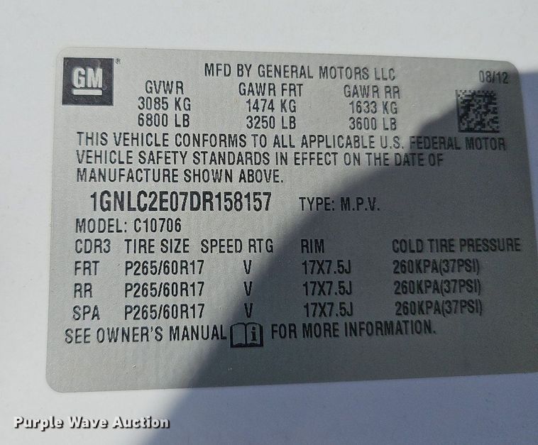 image for item LE9732 2013 Chevrolet Tahoe Police  SUV