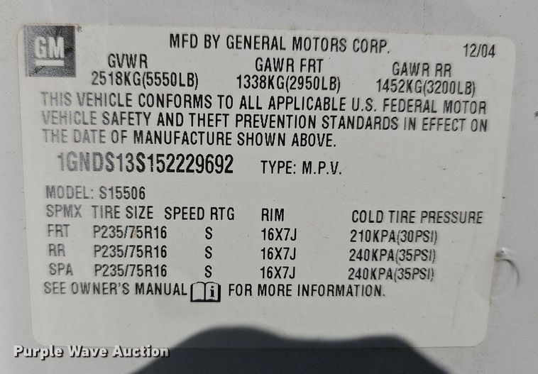 image for item LE9733 2005 Chevrolet TrailBlazer  SUV