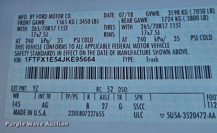 image for item LE9741 2018 Ford F150  SuperCab pickup truck