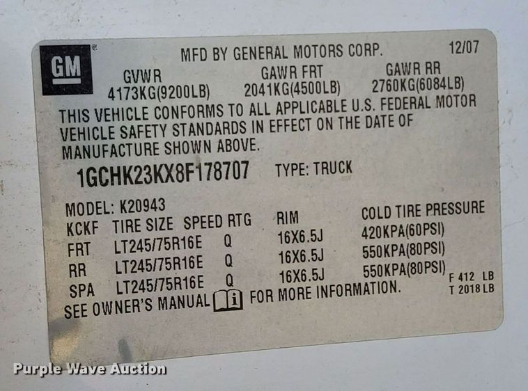 image for item LE9744 2008 Chevrolet Silverado 2500HD  Crew Cab pickup truck